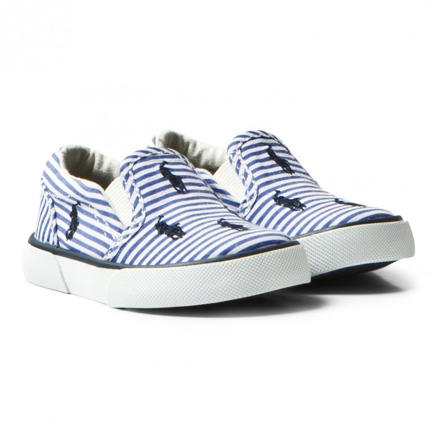 Ralph Lauren Blue Stripe Poplin Bal Harbour Slip Ons Slip On Kengät