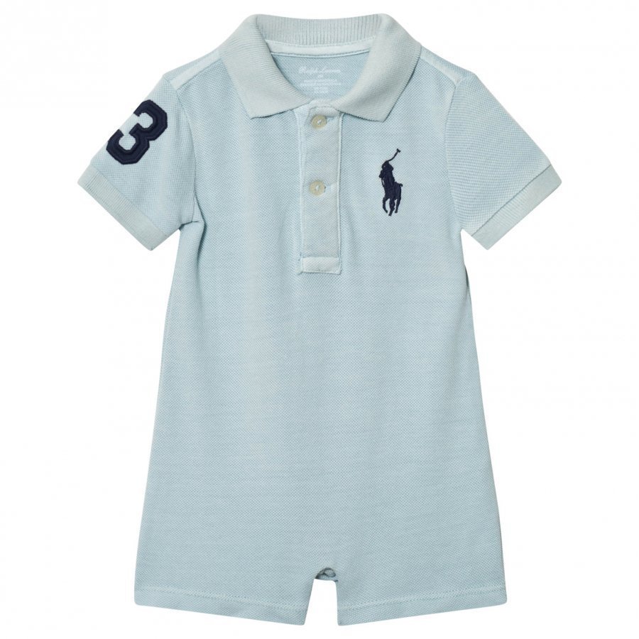 Ralph Lauren Cotton Mesh Polo Shortall Pale Blue Kokopuku