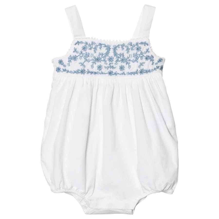 Ralph Lauren Embroidered Cotton Romper White Kokopuku