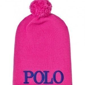 Ralph Lauren Embroidered Knit Hat Belmont Pink Pipo