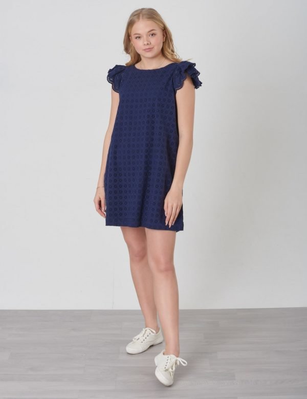 Ralph Lauren Eyelet Dress Dresses Woven Mekko Sininen