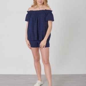 Ralph Lauren Eyelet Top Tops Shirt Toppi Sininen