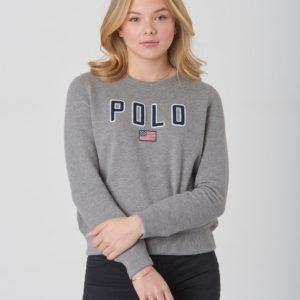 Ralph Lauren Flag Cn Tops Knit Neule Harmaa