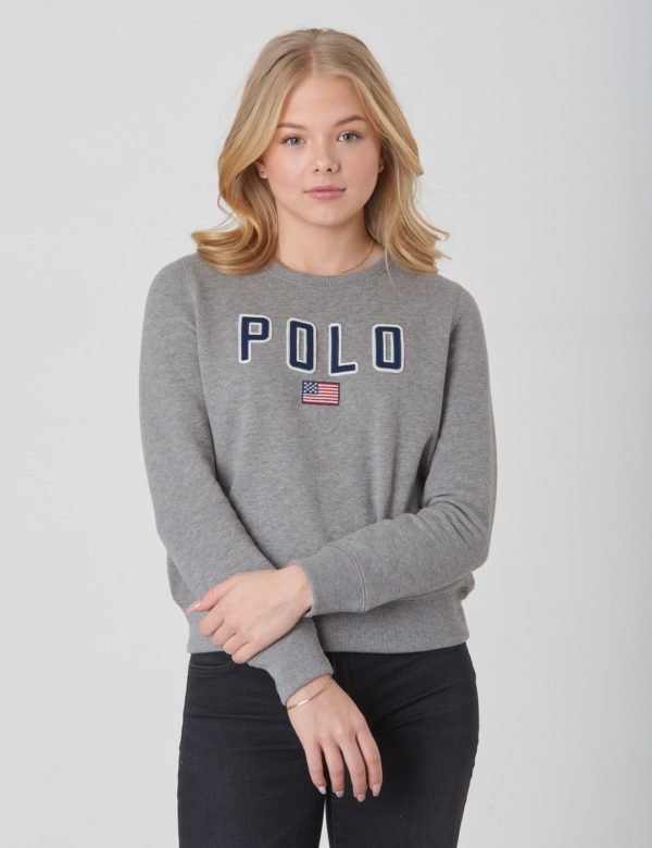 Ralph Lauren Flag Cn Tops Knit Neule Harmaa