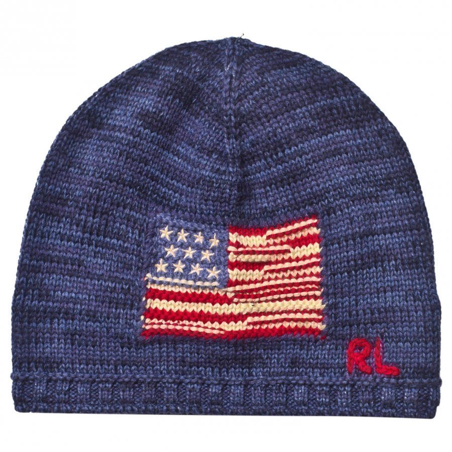 Ralph Lauren Flag Knitted Beanie Indigo Ragg Pipo