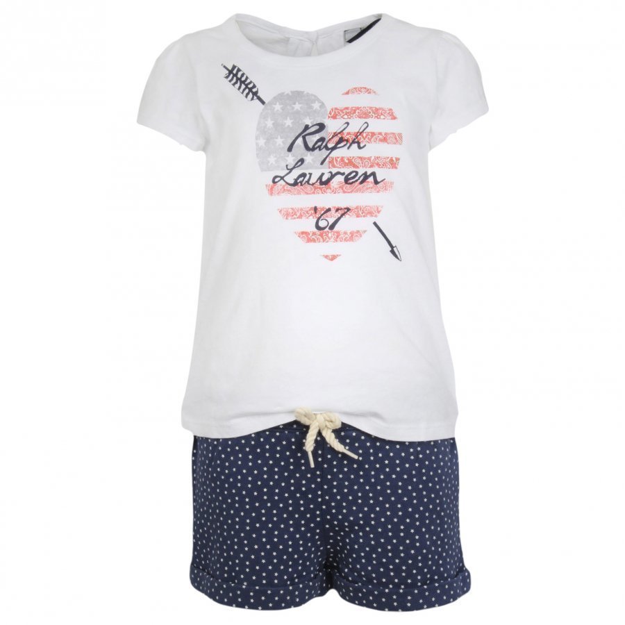 Ralph Lauren Graphic Tee & Star Shorts Set White Asu