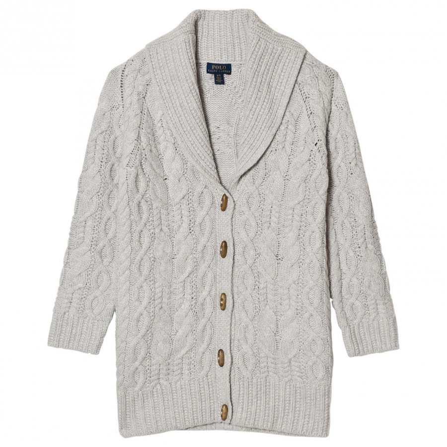 Ralph Lauren Grey Cable Knit Chunky Cardigan Neuletakki