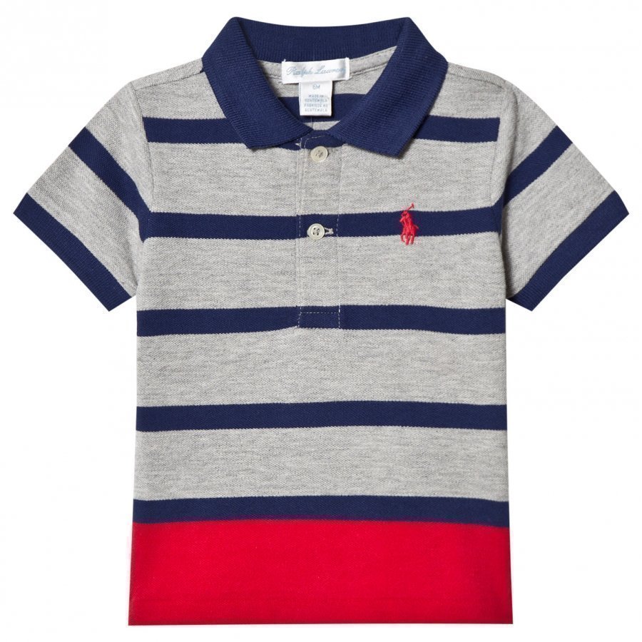 Ralph Lauren Grey Stripe Polo Shirt Pikeepaita