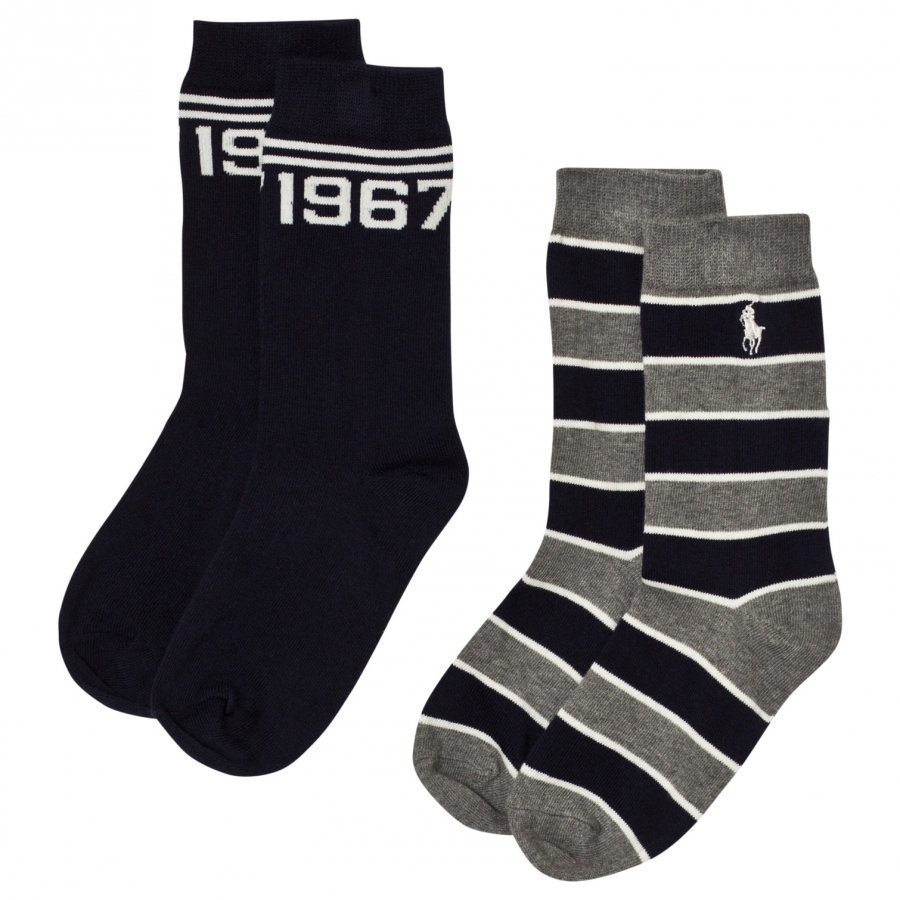 Ralph Lauren Grey/Navy Socks 2 Pack Sukat
