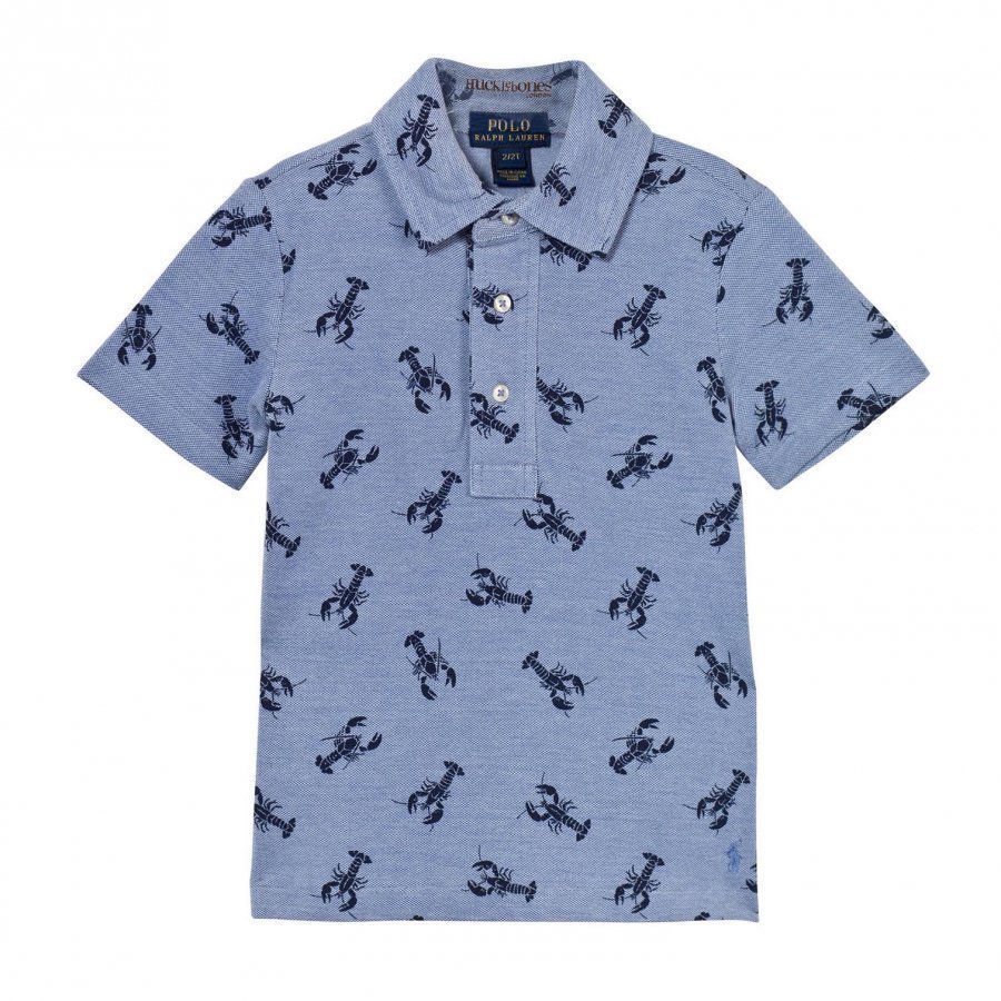 Ralph Lauren Lobster-Print Cotton Mesh Polo Bsr Blue Pikeepaita