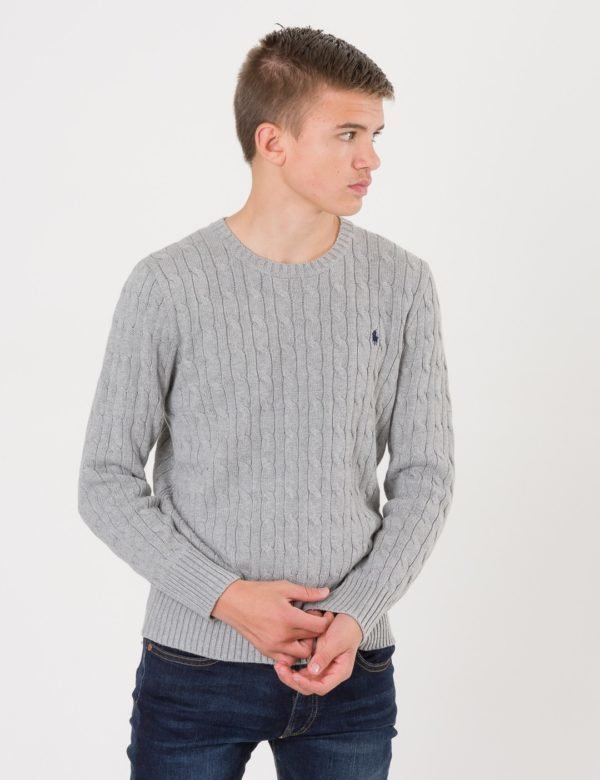 Ralph Lauren Long Sleeve Cable Cn Neule Harmaa