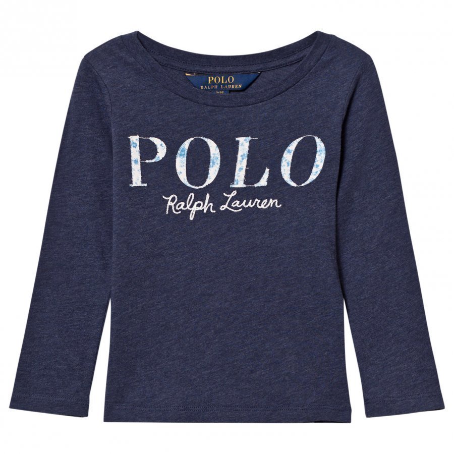 Ralph Lauren Long Sleeve Floral Applique Tee Blue Pitkähihainen T-Paita