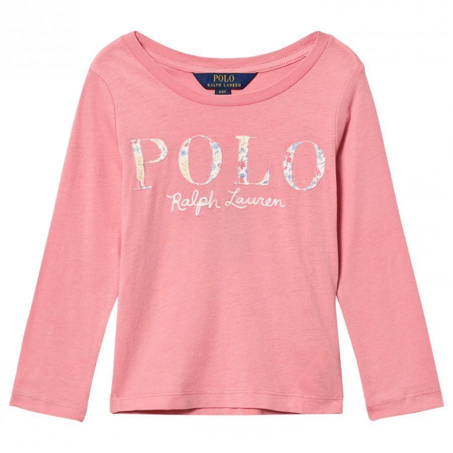 Ralph Lauren Long Sleeve Floral Applique Tee Pink Pitkähihainen T-Paita