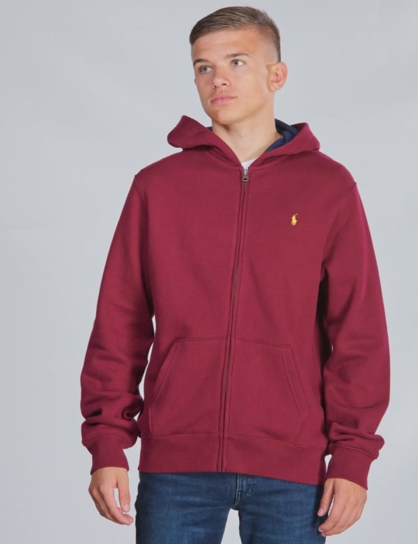 Ralph Lauren Ls Fz Hood Tops Knit Huppari Punainen