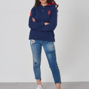 Ralph Lauren Ls Po Hood Tops Knit Huppari Sininen