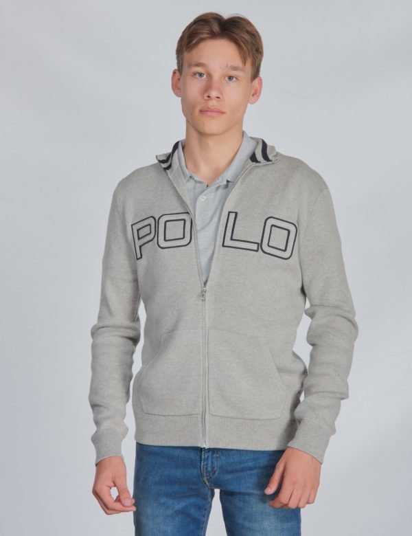 Ralph Lauren Ls Polo Fz Tops Sweater Neule Harmaa