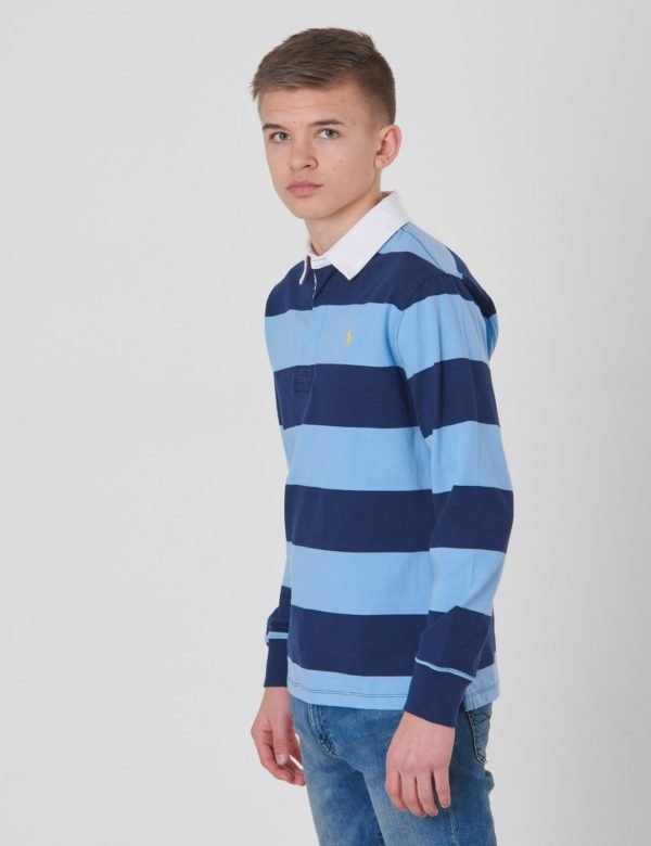 Ralph Lauren Ls Rugby Tops Knit Pikee Sininen