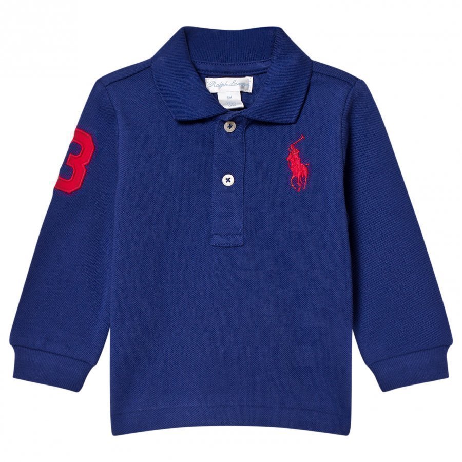 Ralph Lauren Mesh Long Sleeve Polo Royal Blue Pikeepaita