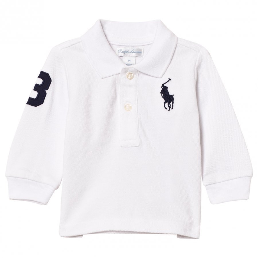 Ralph Lauren Mesh Long Sleeve Polo White Pikeepaita