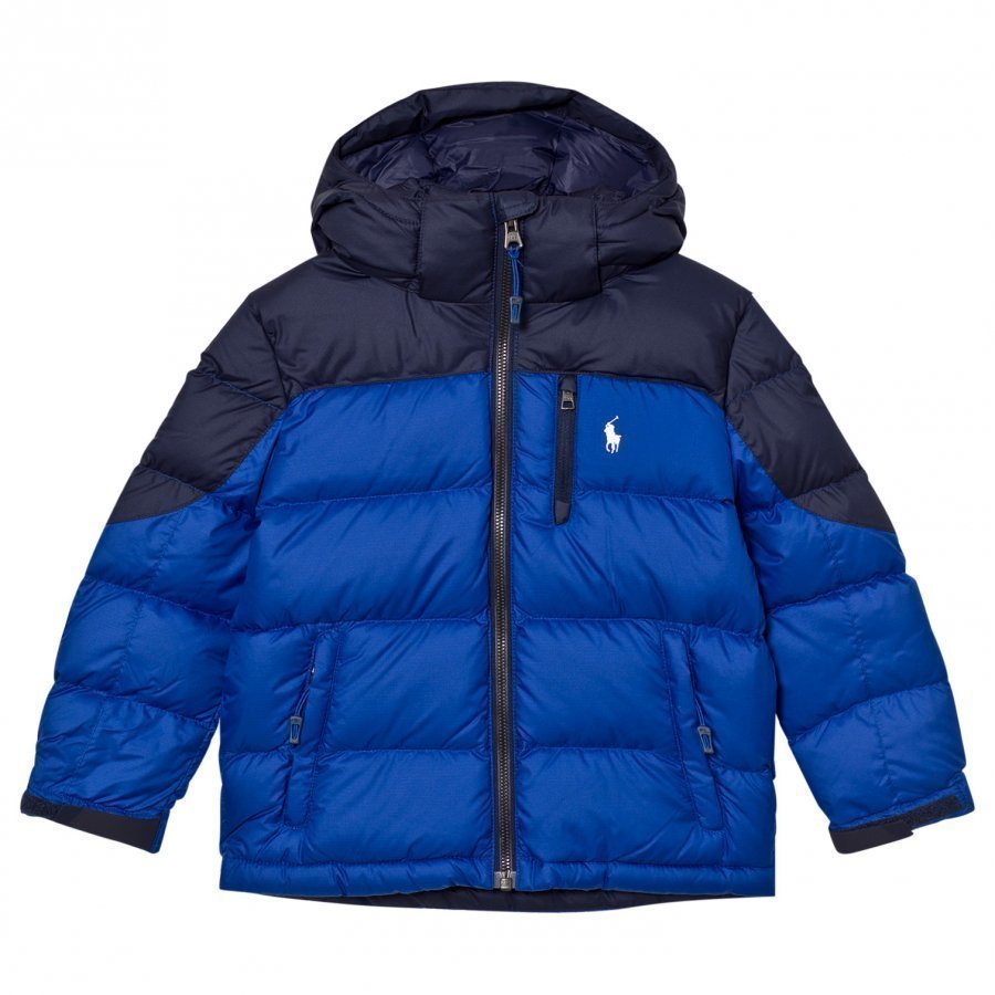 Ralph Lauren Navy And Blue Down Puffer Coat With Detachable Hood Toppatakki