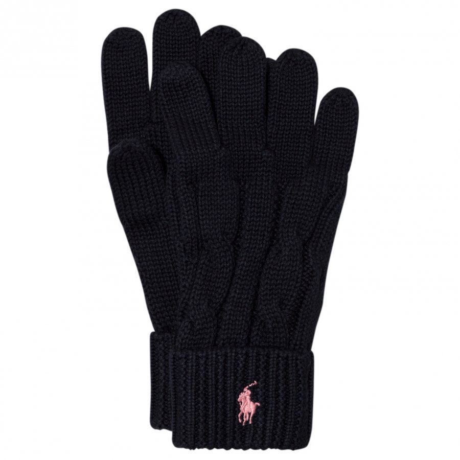 Ralph Lauren Navy Knit Gloves Fleece Hanskat