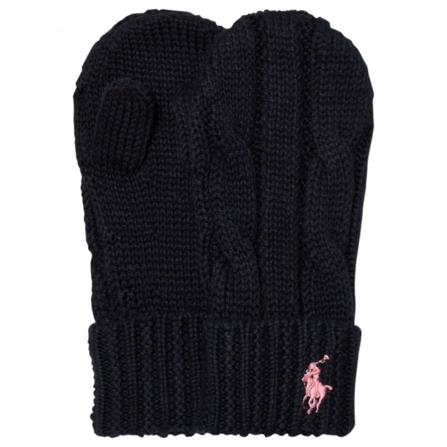 Ralph Lauren Navy Knit Mittens Fleece Lapaset