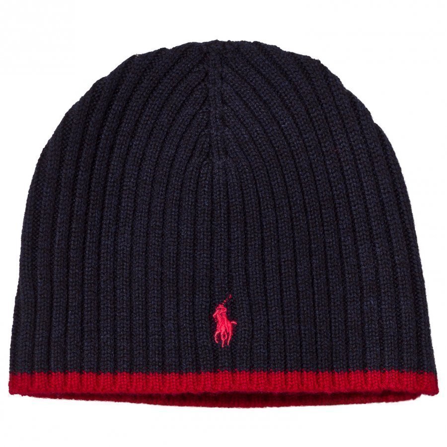 Ralph Lauren Navy Merino Beanie Pipo