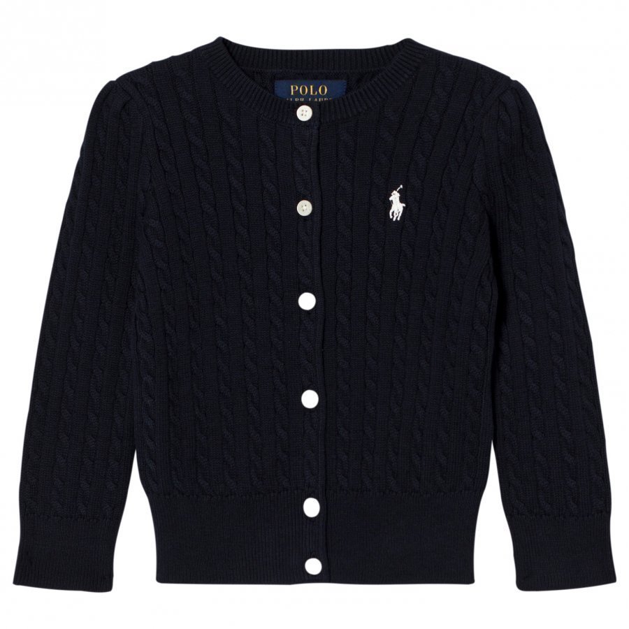 Ralph Lauren Navy Mini Cable Long Sleeve Cardigan Neuletakki