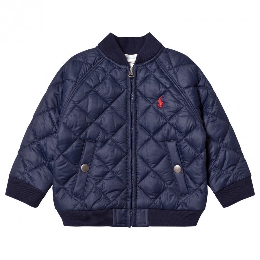 Ralph Lauren Navy Quilted Baseball Jacket Bomber Takki