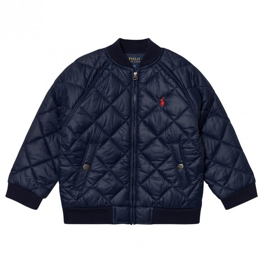 Ralph Lauren Navy Quilted Baseball Jacket Bomber Takki