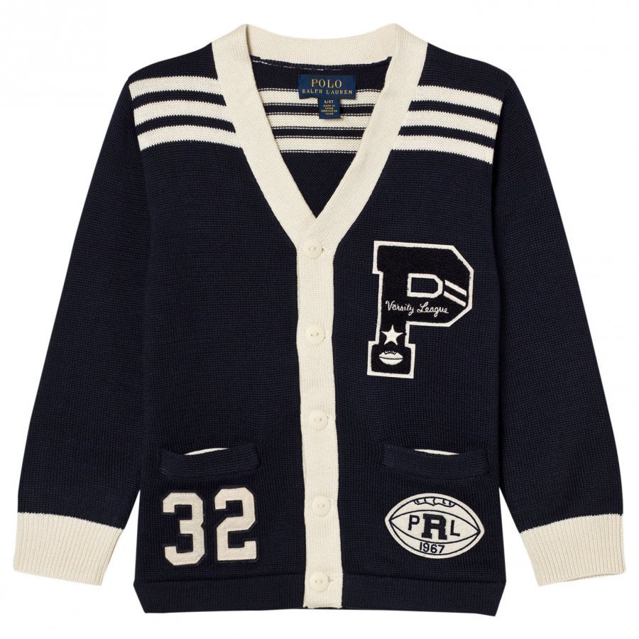 Ralph Lauren Navy Varsity Cardigan Neuletakki