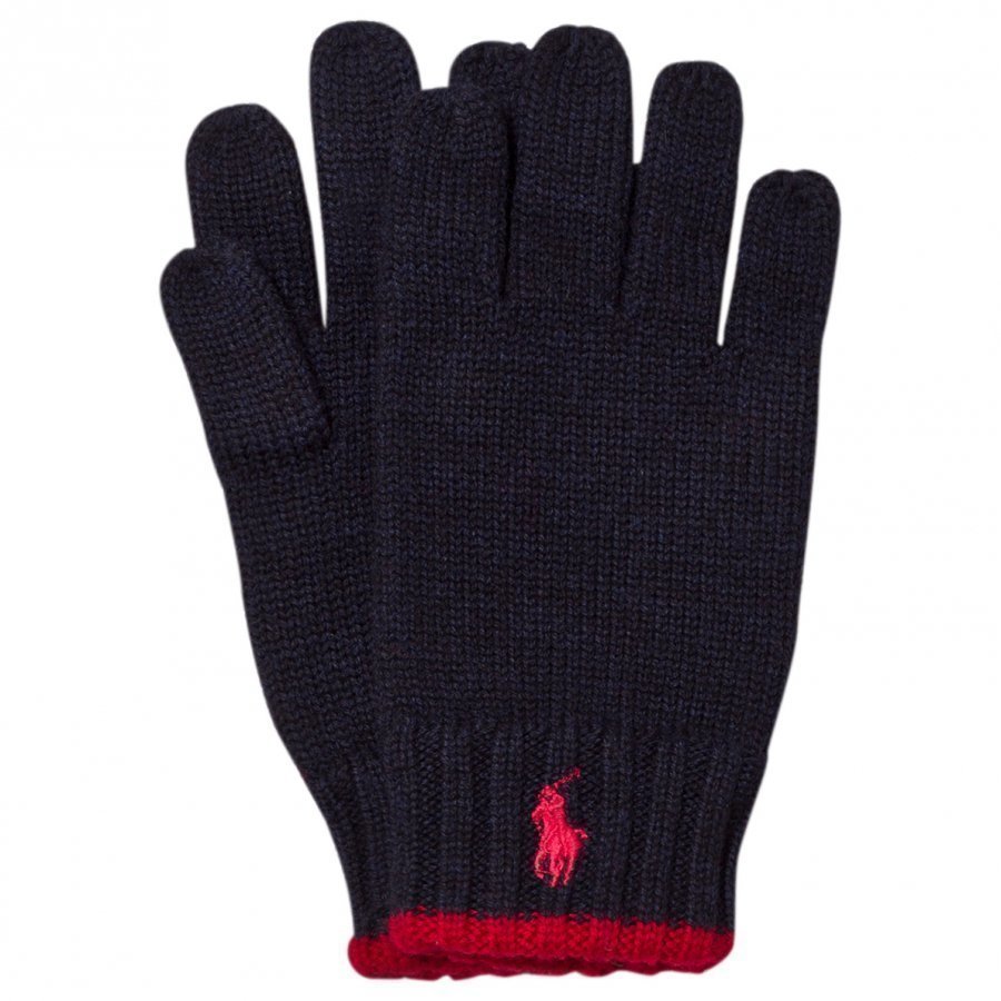 Ralph Lauren Navy/Red Merino Gloves Fleece Hanskat