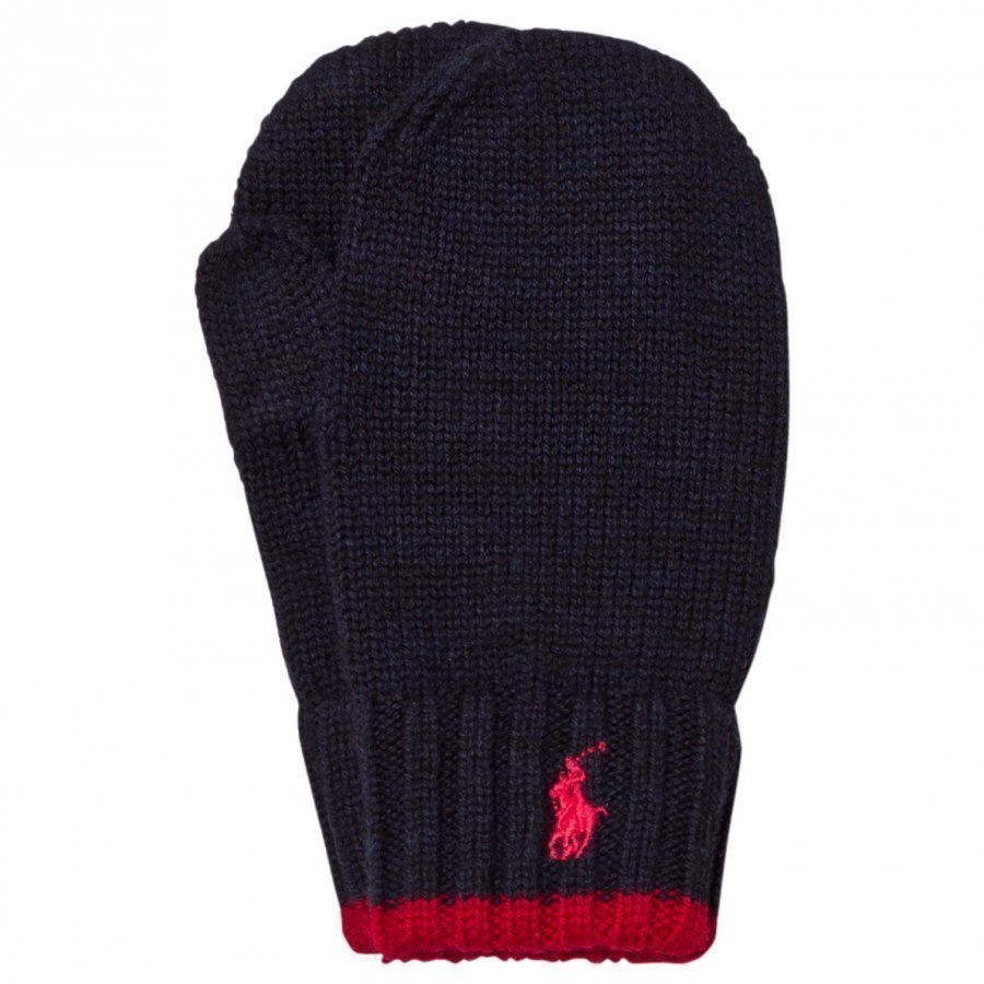 Ralph Lauren Navy/Red Merino Mittens Fleece Lapaset