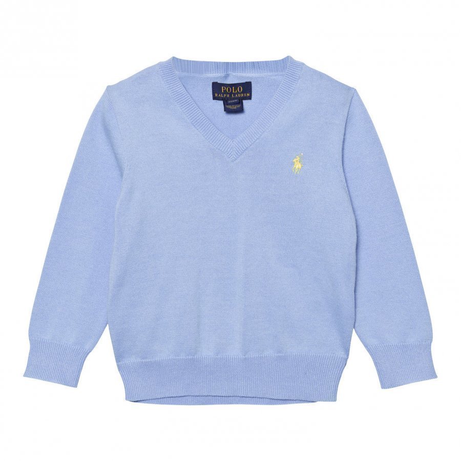 Ralph Lauren Pale Blue V Neck Cotton Sweater Paita