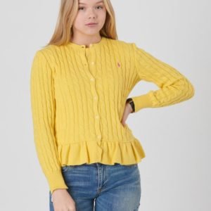 Ralph Lauren Peplum Cardi Tops Sweater Neule Keltainen