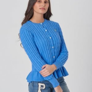 Ralph Lauren Peplum Cardi Tops Sweater Neule Sininen