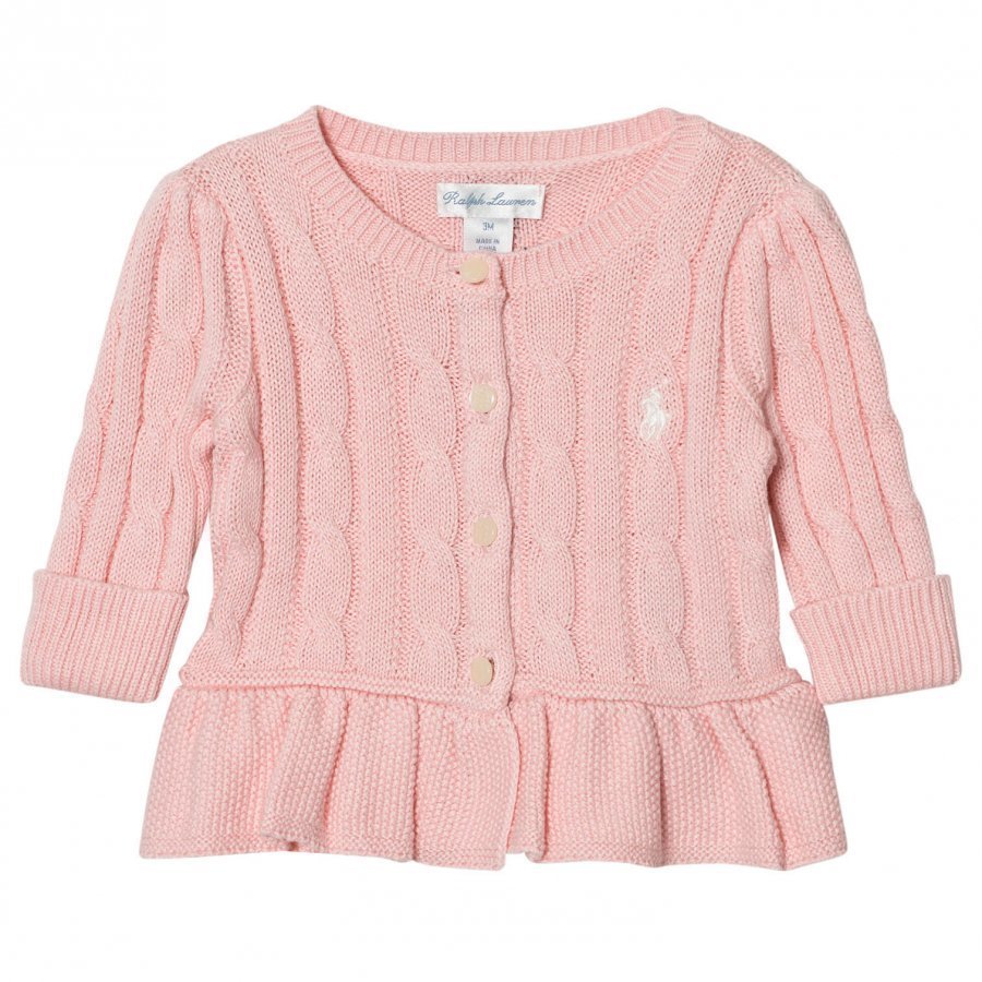 Ralph Lauren Pink Classic Cable Knit Cardigan Neuletakki