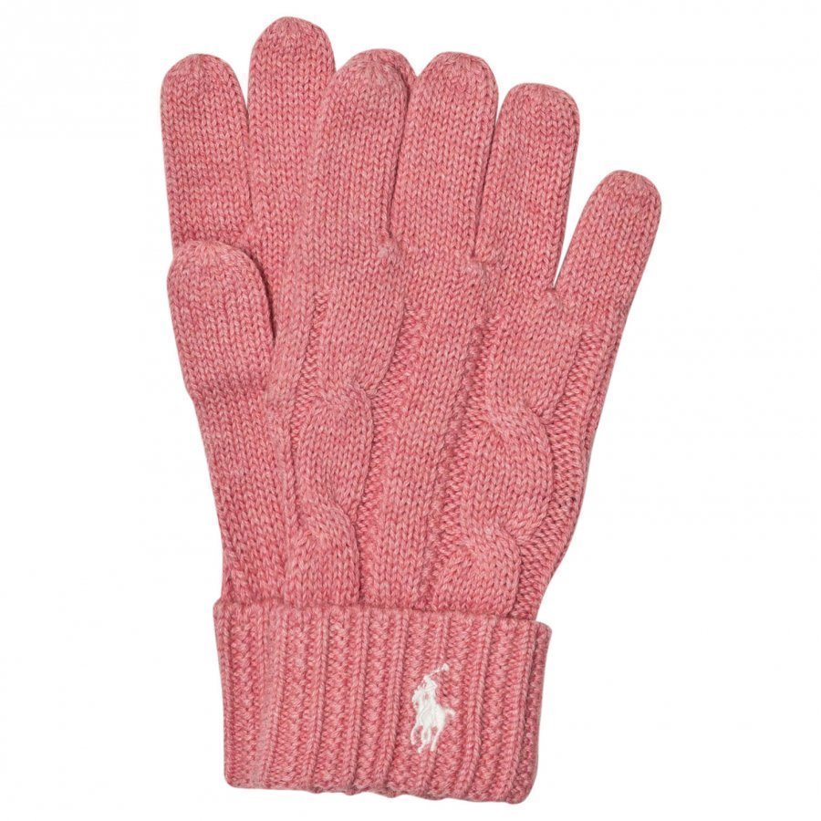 Ralph Lauren Pink Knit Gloves Fleece Hanskat