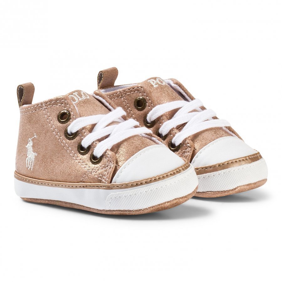 Ralph Lauren Pink Shimmer Logo Crib Shoes Lenkkarit