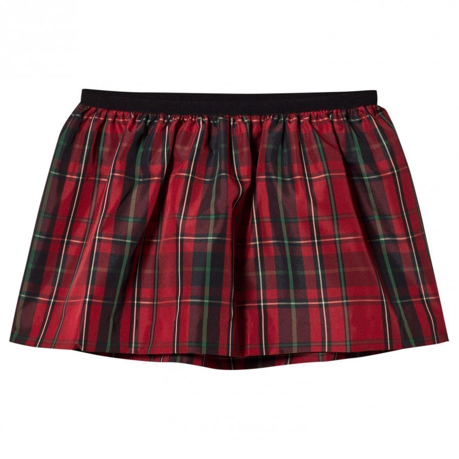 Ralph Lauren Plaid Taffeta Pull-On Skirt Red/Black Lyhyt Hame