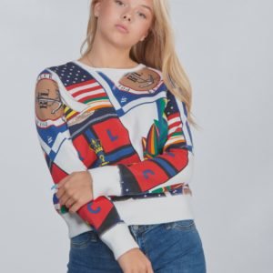 Ralph Lauren Printed Po Tops Knit Neule Valkoinen