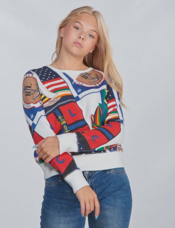 Ralph Lauren Printed Po Tops Knit Neule Valkoinen