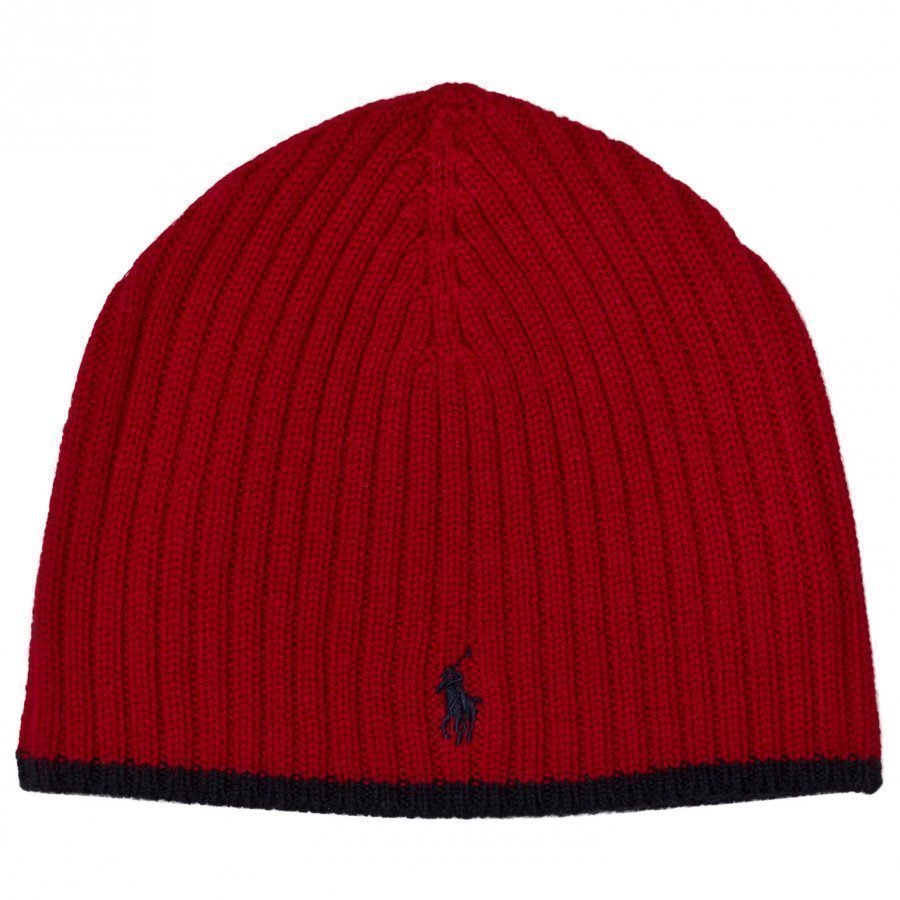 Ralph Lauren Red Merino Beanie Pipo