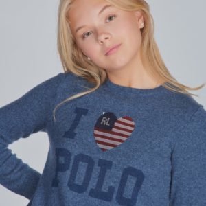 Ralph Lauren Sequin Polo Tops Sweater Neule Sininen