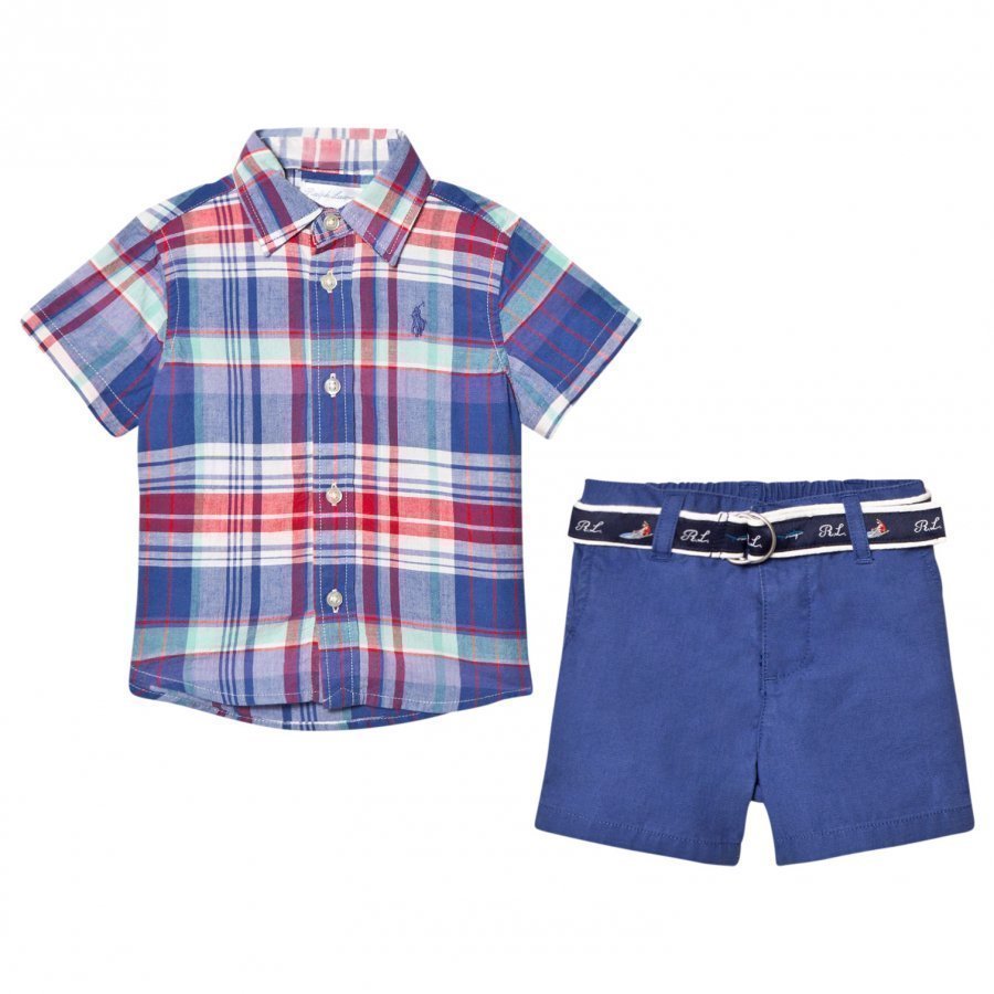 Ralph Lauren Shirt Belt & Short Set Multi Asusetti