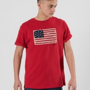 Ralph Lauren Short Sleeve Flag T Shirt T-Paita Punainen