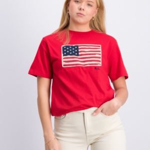 Ralph Lauren Short Sleeve Flag T Shirt T-Paita Punainen