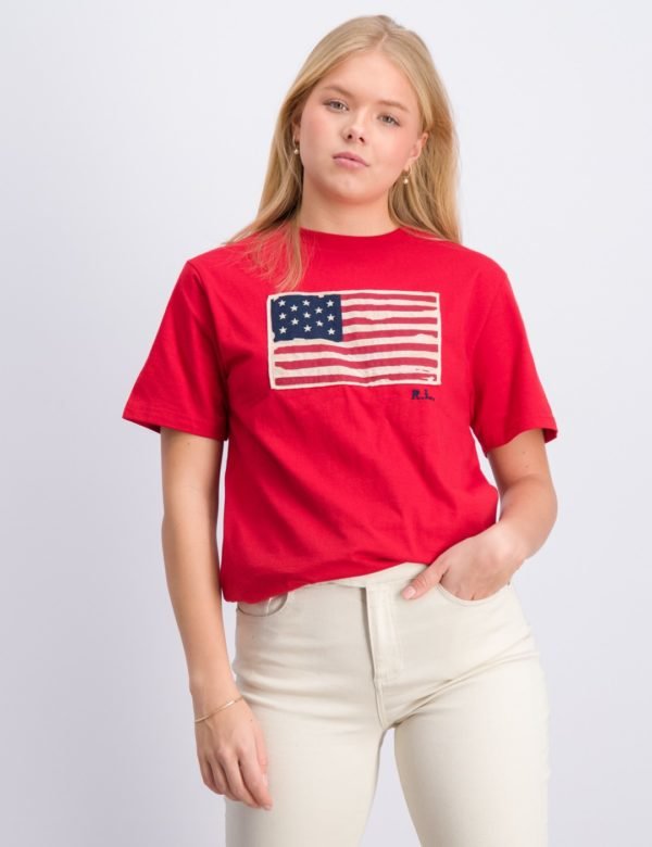 Ralph Lauren Short Sleeve Flag T Shirt T-Paita Punainen