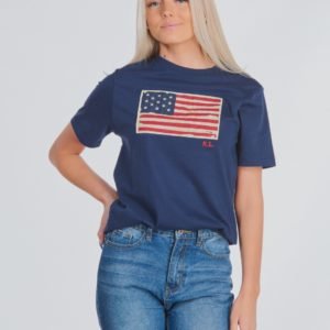 Ralph Lauren Short Sleeve Flag T Shirt T-Paita Sininen