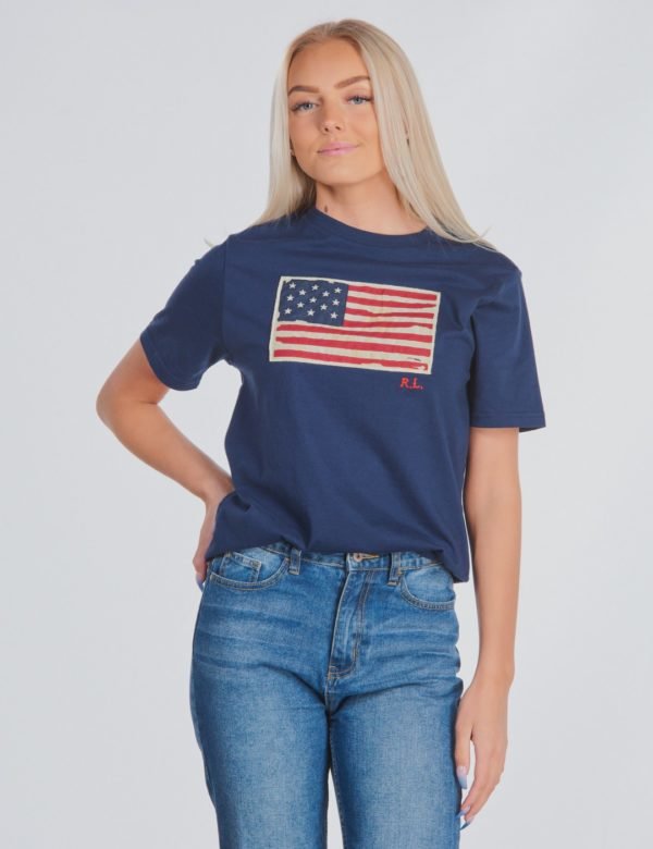 Ralph Lauren Short Sleeve Flag T Shirt T-Paita Sininen